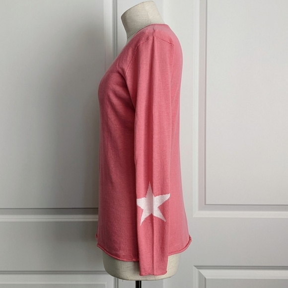 Unwine Sweater Linen Cotton Knit Lightweight Woven Star Salmon White S NWT - Picture 9 of 15